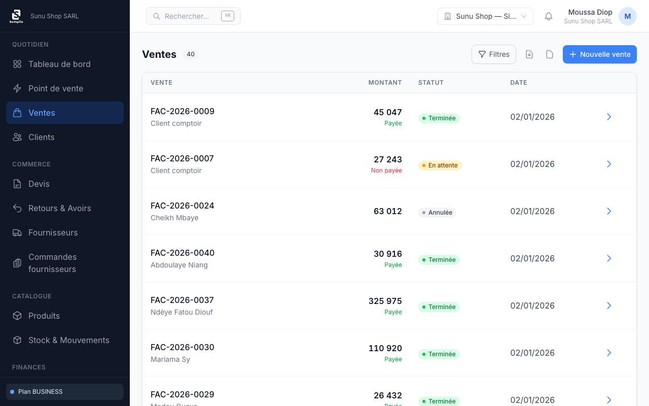 Ventes et facturation